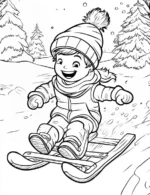Playful Child Sledding Christmas Coloring Page By Mindset Flow
