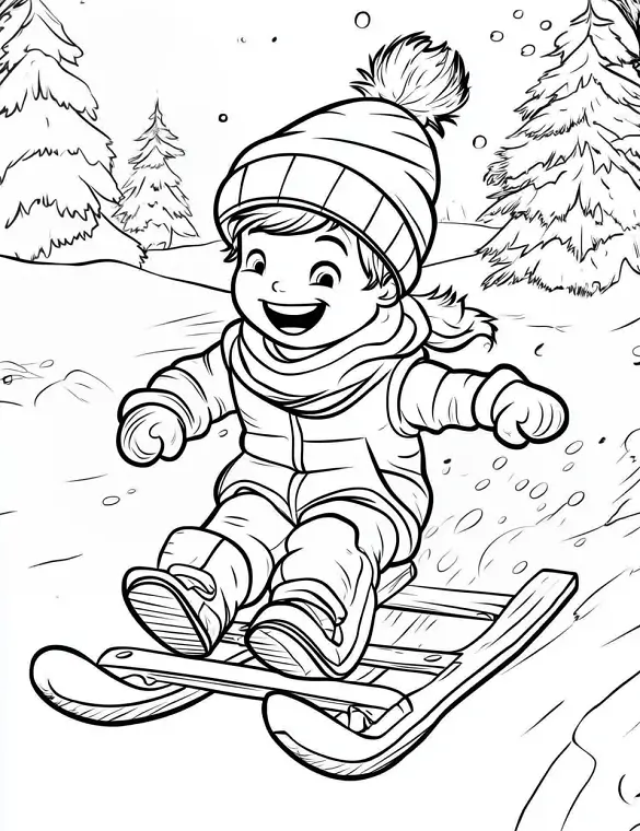 Playful Child Sledding Christmas Coloring Page By Mindset Flow Playful Child Sledding Christmas Coloring Page By Mindset Flow