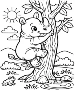 Playful Climbing Rhino Coloring Page By Mindset Flow