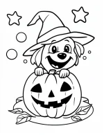 Playful Dog Wearing A Witch’s Hat Halloween Coloring Page By Mindset Flow