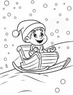 Playful Elf Sledding Down Snowy Hill Coloring Page By Mindset Flow