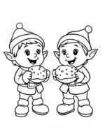 Playful Elves Enjoying Cookies Christmas Coloring Page By Mindset Flow