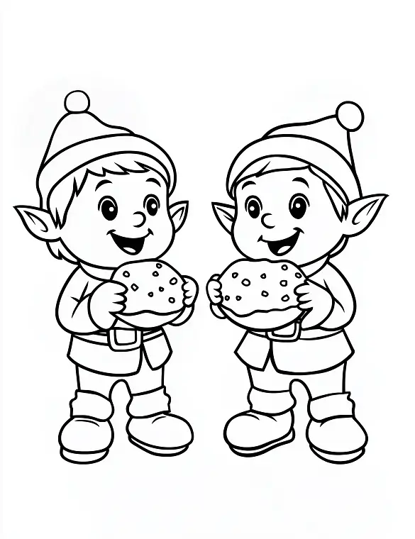 Playful Elves Enjoying Cookies Christmas Coloring Page By Mindset Flow Playful Elves Enjoying Cookies Christmas Coloring Page By Mindset Flow