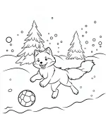 Playful Fox in Winter Wonderland Christmas Coloring Page by Mindset Flow