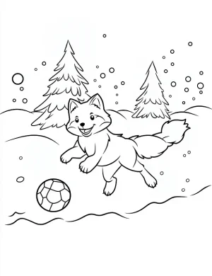 Playful Fox in Winter Wonderland Christmas Coloring Page by Mindset Flow