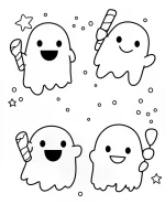 Playful Ghosts with Glow Sticks Halloween Coloring Page by Mindset Flow