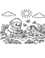 Playful Gorilla Garden Coloring Page By Mindset Flow
