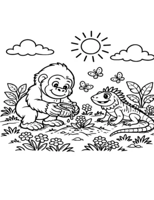 Playful Gorilla Garden Coloring Page By Mindset Flow