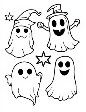 Playful Halloween Ghosts Halloween Coloring Page By Mindset Flow