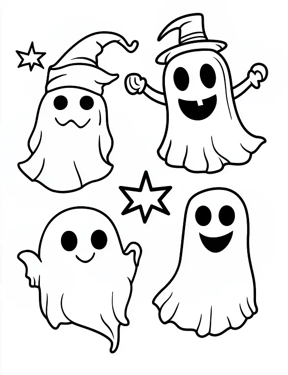Playful Halloween Ghosts Halloween Coloring Page By Mindset Flow