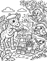 Playful Jungle Art Friends Coloring Page By Mindset Flow
