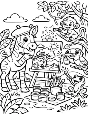 Playful Jungle Art Friends Coloring Page By Mindset Flow