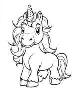 Playful Majestic Unicorn with Flowing Mane Coloring Page
