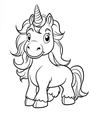 Playful Majestic Unicorn with Flowing Mane Coloring Page