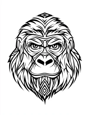 Playful Monkey Head Zentangle Mandala Outline Coloring Page by Mindset Flow