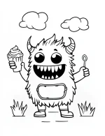 Playful Monster Holding Icecream Halloween Coloring Page By Mindset Flow