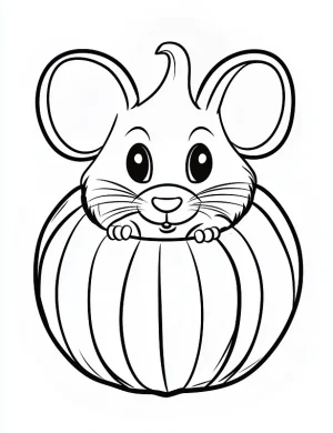 Playful Mouse Popping Out of a Pumpkin Halloween Coloring Page by Mindset Flow