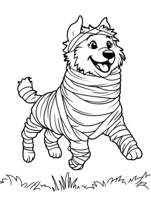 Playful Mummy Puppy Halloween Coloring Page By Mindset Flow