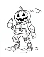 Playful Pumpkin with Water Bottle Halloween Coloring Page by Mindset Flow