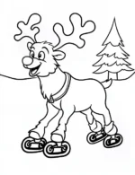 Playful Reindeer Ice Skating Christmas Coloring Page By Mindset Flow