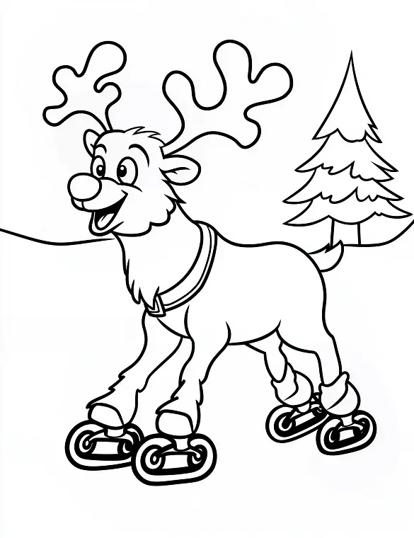 Playful Reindeer Ice Skating Christmas Coloring Page By Mindset Flow Playful Reindeer Ice Skating Christmas Coloring Page By Mindset Flow