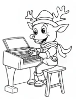 Playful Reindeer Playing Piano Christmas Coloring Page By Mindset Flow