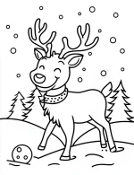 Playful Reindeer in Snow Christmas Coloring Page by Mindset Flow