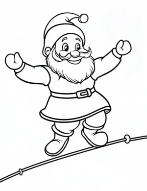 Playful Santa Balancing on Tightrope Coloring Page By Mindset Flow