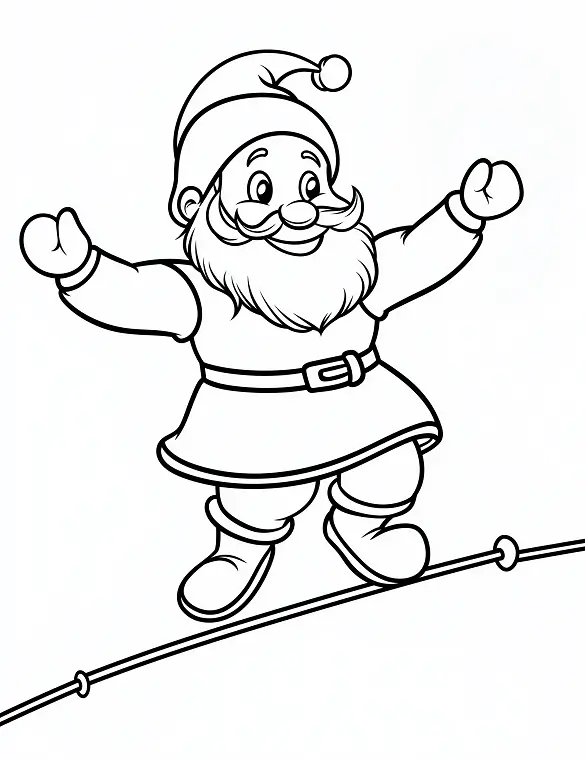 Playful Santa Balancing on Tightrope Coloring Page By Mindset Flow Playful Santa Balancing on Tightrope Coloring Page By Mindset Flow