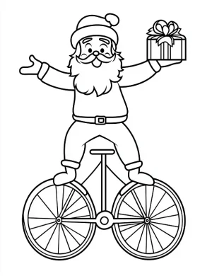 Playful Santa Balancing on Unicycle Coloring Page By Mindset Flow