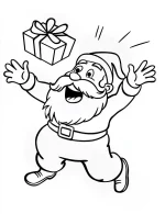 Playful Santa Catching Falling Gift Coloring Page By Mindset Flow