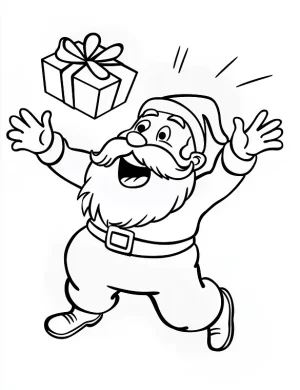 Playful Santa Catching Falling Gift Coloring Page By Mindset Flow