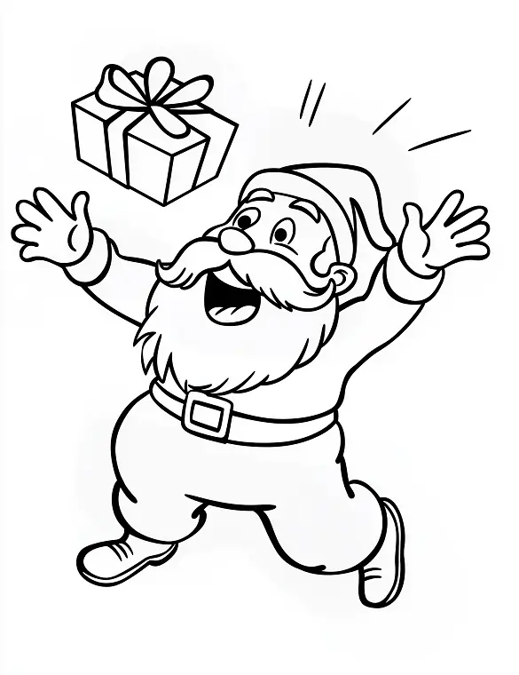 Playful Santa Catching Falling Gift Coloring Page By Mindset Flow Playful Santa Catching Falling Gift Coloring Page By Mindset Flow
