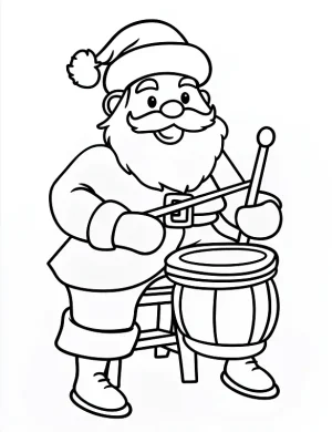 Playful Santa Claus Drumming Cheerfully Coloring Page by Mindset Flow