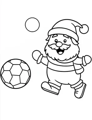 Playful Santa Kicking Soccer Ball Coloring Page by Mindset Flow