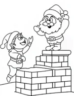 Playful Santa and Elf by Chimney Christmas Coloring Page By Mindset Flow