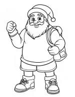 Playful Santa with Backpack Christmas Coloring Page by Mindset Flow