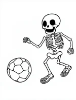 Playful Skeleton Playing Soccer Coloring Page by Mindset Flow