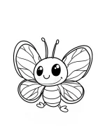 Playful Smiling Big Eyed Cartoon Butterfly Outline Coloring Page by Mindset Flow