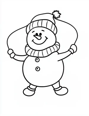 Playful Snowman Jumping Rope Coloring Page by Mindset Flow