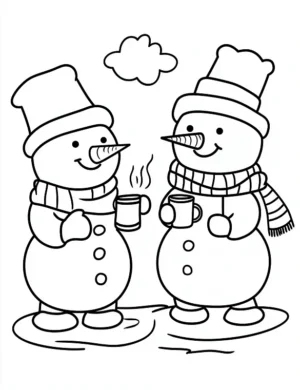 Playful Snowman Wonderland Christmas Coloring Page By Mindset Flow