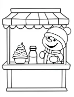 Playful Snowman at Ice Cream Counter Coloring Page by Mindset Flow