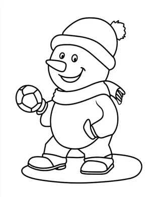 Playful Snowman with Ball Christmas Coloring Page by Mindset Flow