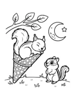 Playful Squirrels Sharing Ice Cream Coloring Page By Mindset Flow