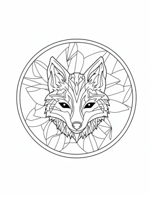 Playful Standing Geometric Fox with Bold Line Patterns Coloring Page by Mindset Flow