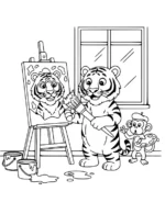 Playful Tiger Painting a Self Portrait Coloring Page By Mindset Flow