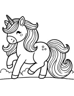 Playful Unicorn with Flowing Mane Coloring Page