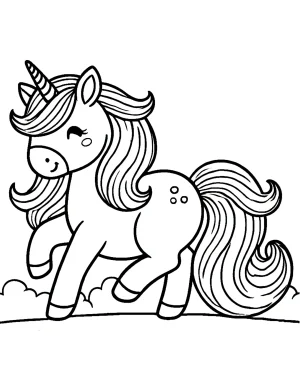 Playful Unicorn with Flowing Mane Coloring Page