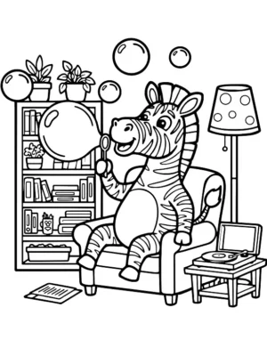 Playful Zebra Bubbles Coloring Page By Mindset Flow