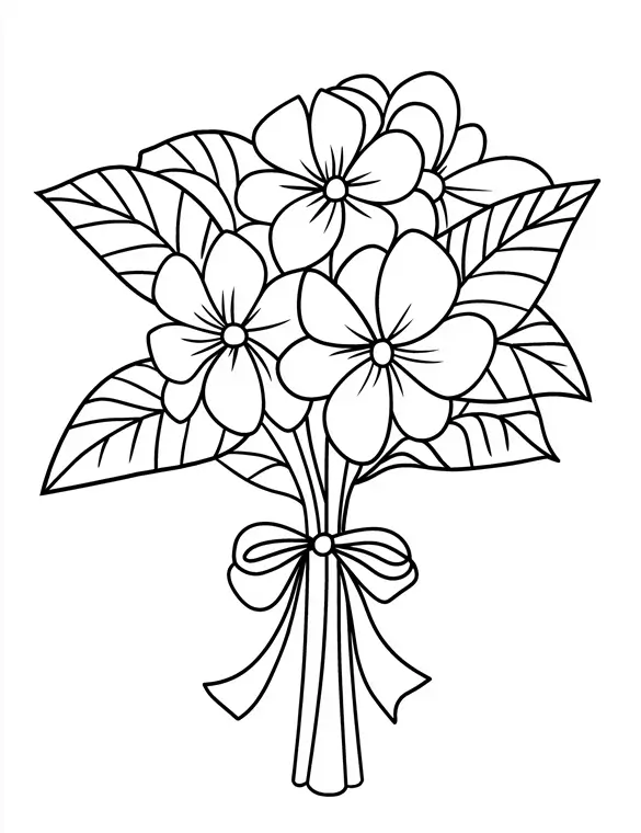 Plumeria Bouquet Floral Coloring Page